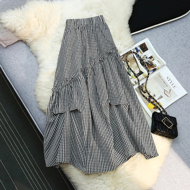 High Waist Vintage Plaid Skirts