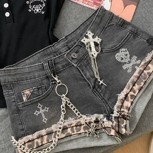 American Sexy Spice Girls Denim Shorts Slim Bodycon Hot Sell Trendy Y2K Goth Mujer Pantalones Pure Desire Punk Style Moda Pants